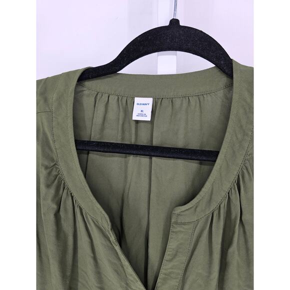 Old Navy Womens Sz XL Long Sleeve Loose Fit Boho Blouse Forest Green - Picture 2 of 3